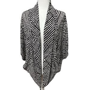 Women’s Open Front Cocoon Cardigan Size M Oversized Geometric Print Light Weight